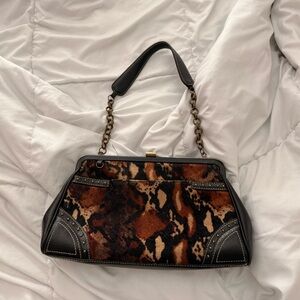 Leopard Print Women's Bag with Black Accents